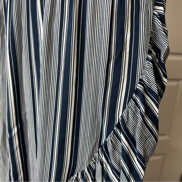 No Boundaries Juniors Navy White Stripe Ruffle High Low Maxi Skirt Size S 3-5 - Picture 3 of 6